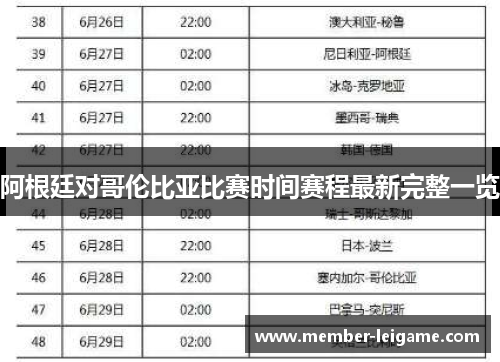 阿根廷对哥伦比亚比赛时间赛程最新完整一览
